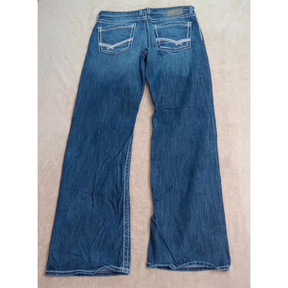 BKE Jake Straight Denim Jeans Men's 34LX33 Blue Distressed - Picture 2 of 15